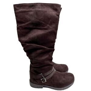 Wanted Boots Womens 5.5 Brown Faux Suede Knee High Studded‎ Detail New